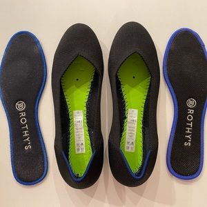 Rothy’s round toe flats in black, 8.5